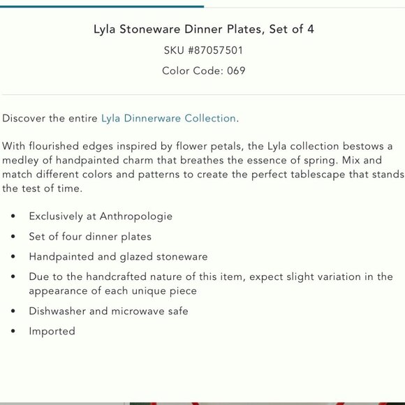 3 Anthropologie Lyla Stoneware Dinner Plates Purple Lavender Floral Edge 10.75" - Picture 10 of 10